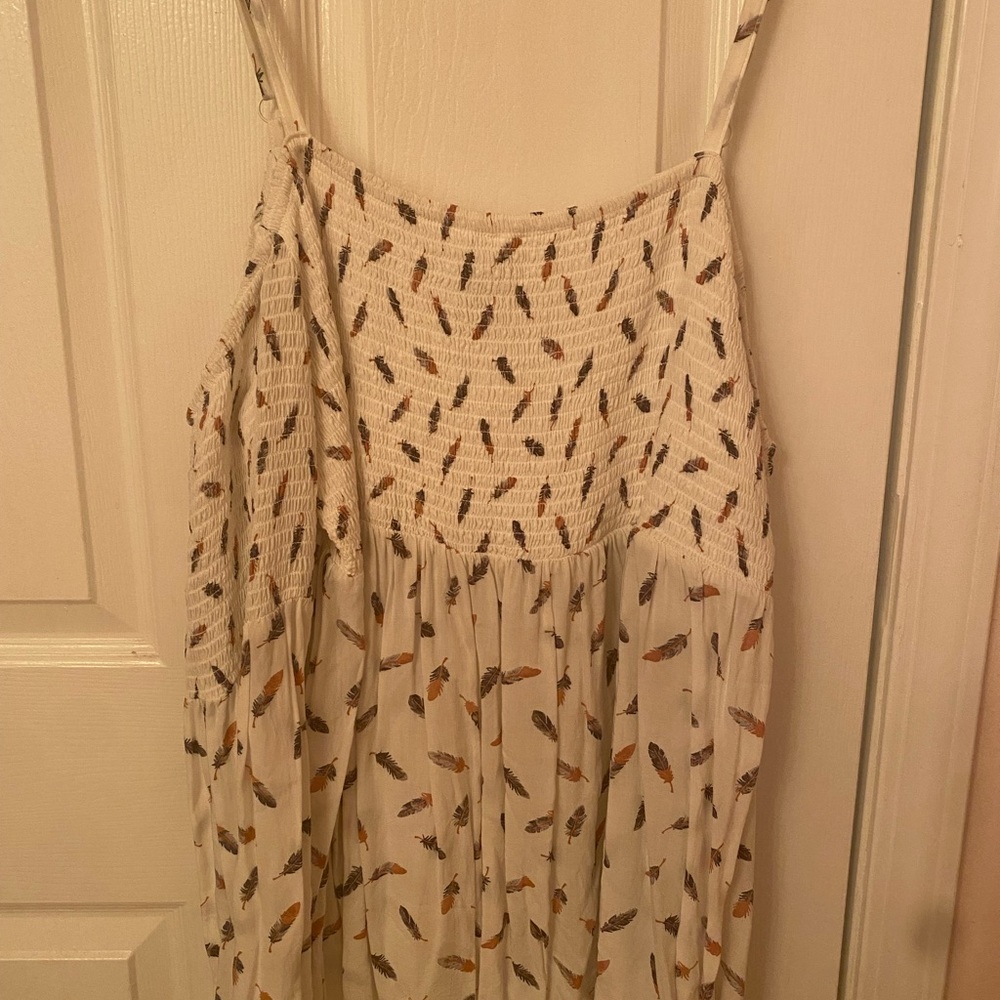 Torrid Cream and Brown Smocked Dress